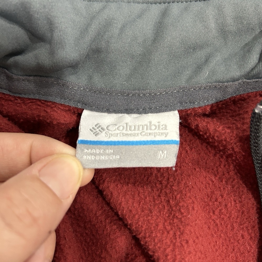Columbia Men's Medium Fleece Pullover 1/4 Zip Burgundy Gray - Picture 6 of 7